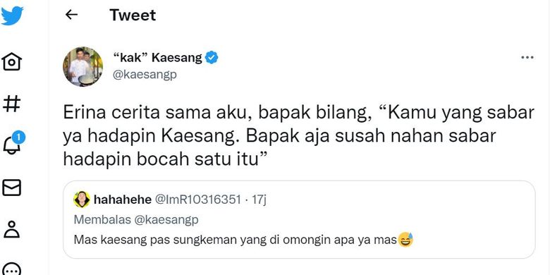 twit Kaesang di Twitter.