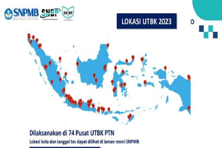 74 Pusat UTBK akan menjadi lokasi ujian untuk Seleksi Nasional Berdasarkan Tes (SNBT) 2023