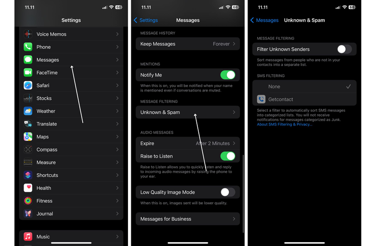 Cara filter pesan spam di iPhone