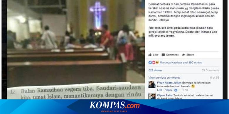 Ramadan 2020, Doa Gereja Kotabaru untuk Umat Muslim Viral Lagi