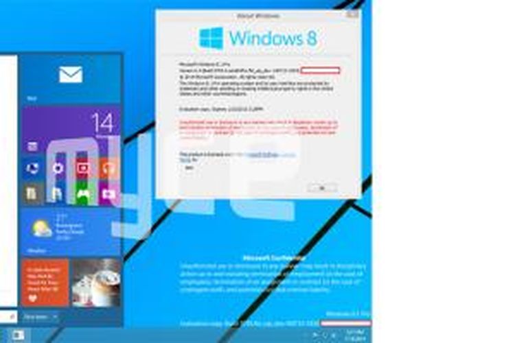 Bocoran tampilan menu Start Windows 9