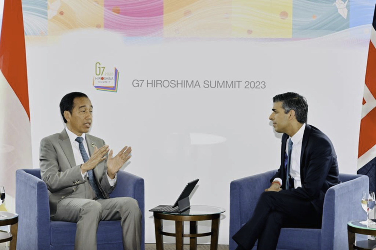 Presiden Joko Widodo temui PM Inggris Rishi Sunak di Jepang, Sabtu (20/5/2023)