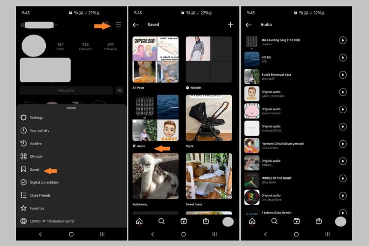 Cara simpan dan bagikan audio reels di Instagram