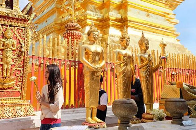 Wat Phra That Doi Suthep, candi di Chiang Mai, Thailand.