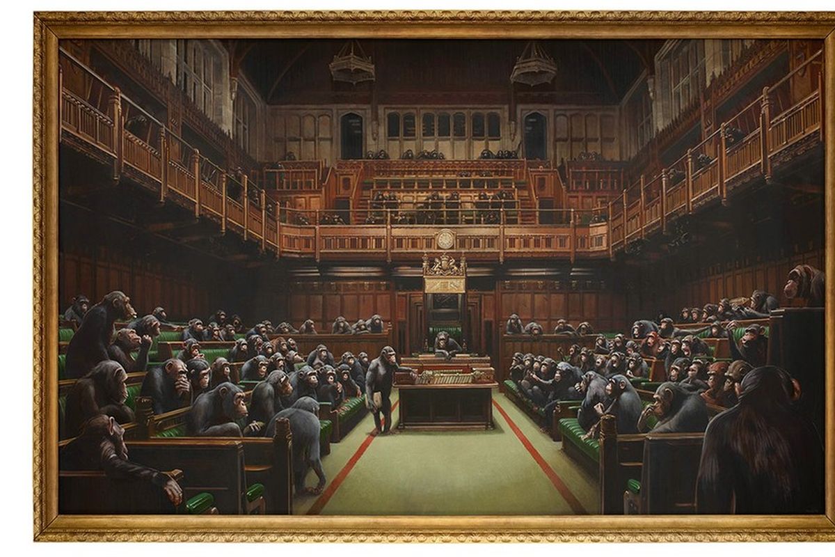 Lukisan politisi simpanse dari Banksy