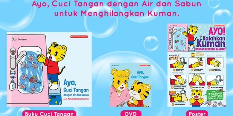 Buku edukasi cuci tangan dari Kodomo Challenge.