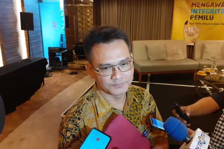 Deputi Bidang Pemberantasan Pusat Pelaporan dan Analisis Transaksi Keuangan (PATK) Firman Shantyabudisaat ditemui dalam diskusi mengenai integritas pemilu di Jakarta Pusat, Jumat (5/4/2019).  