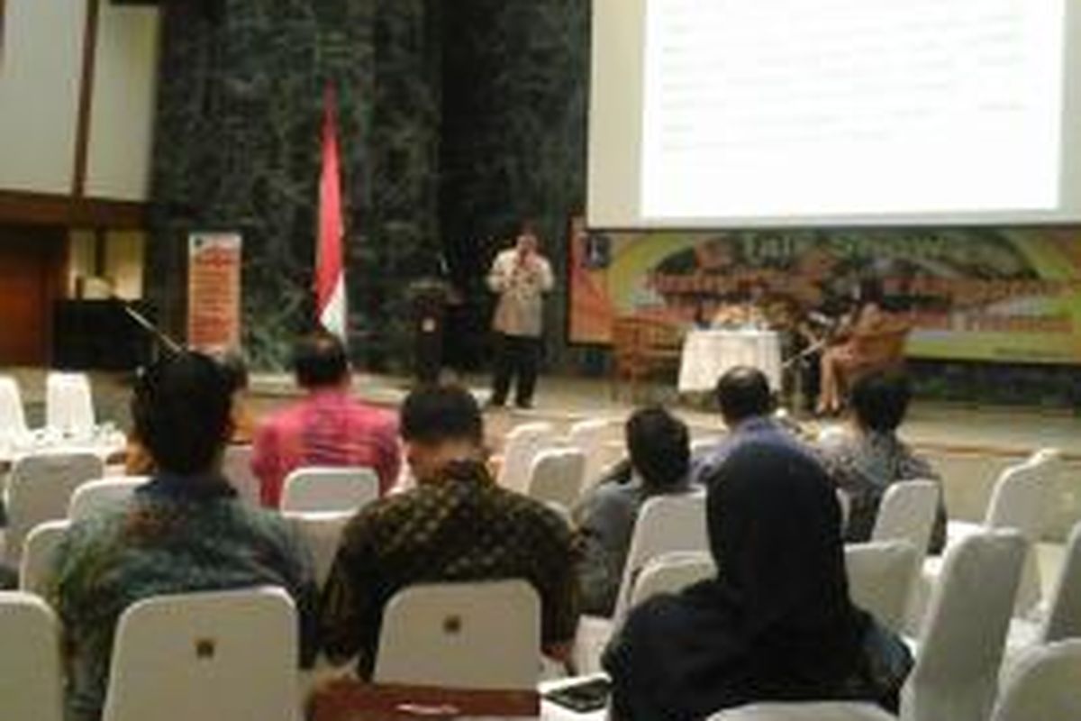 Acara talkshow strategi tata kelola anggaran efektif yang diselenggarakan oleh Jakarta Budget Watch, di Balai Kota DKI Jakarta, Kamis (11/12/2014)