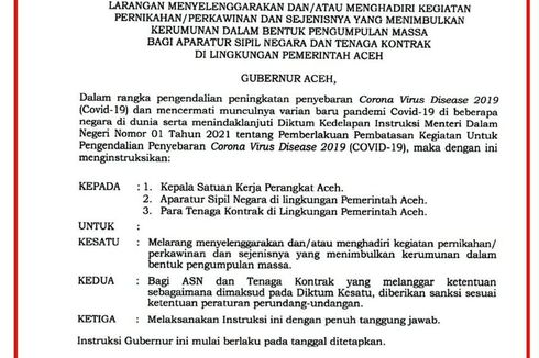 Gubernur Aceh Larang ASN Gelar atau Hadiri Pesta Pernikahan