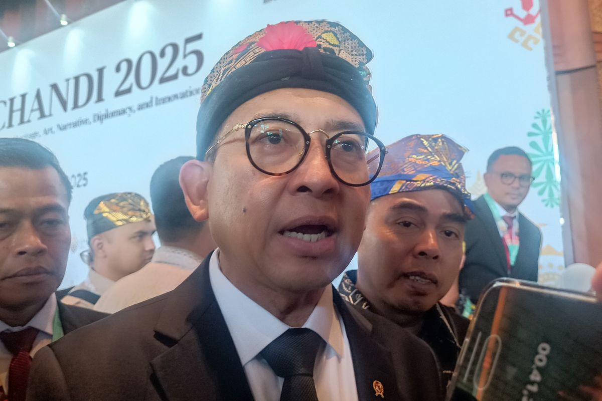Menteri Kebudayaan Fadli Zon saat mengahadiri acara Chandi di Hotel Meru, Sanur, Kota Denpasar, Bali, pada Rabu (3/8/2025). KOMPAS.com/ Yohanes Valdi Seriang Ginta