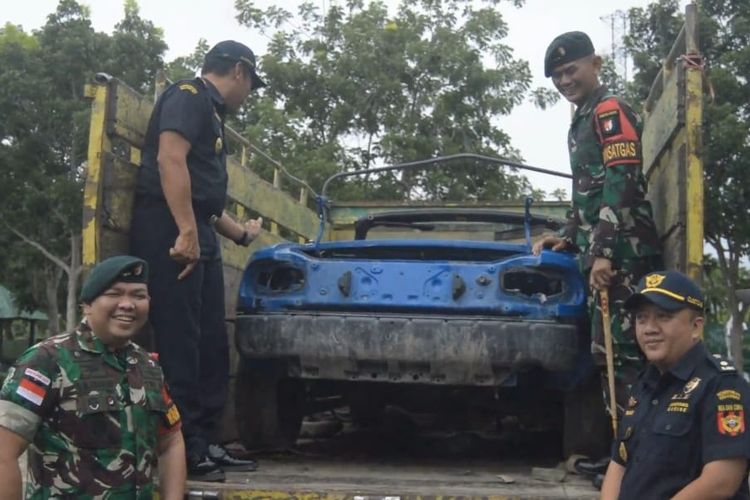 Rangka mobil Mazda yang diamankan TNI AD dari Satgas Pamtas RI-Timor Leste 