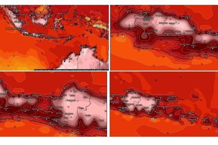 Tangkapan layar soal suhu panas di beberapa wilayah di Indonesia.