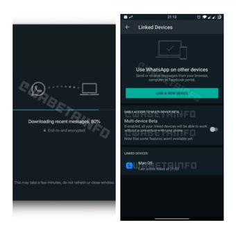 Tangkapan layar fitur Linked Device yang masih dikembangkan WhatsApp