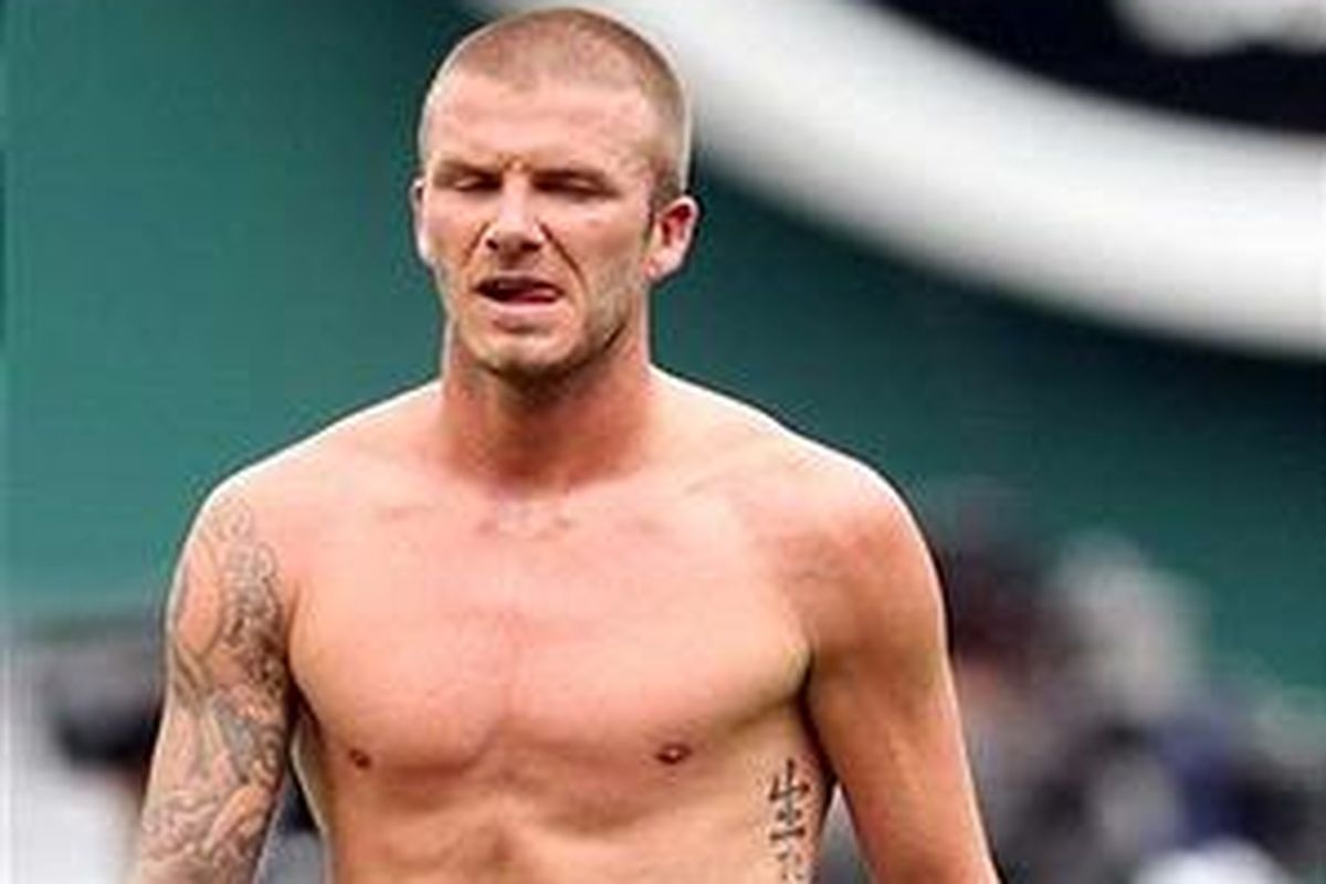Pemain pinjaman AC Milan dari LA Galaxy, David Beckham.