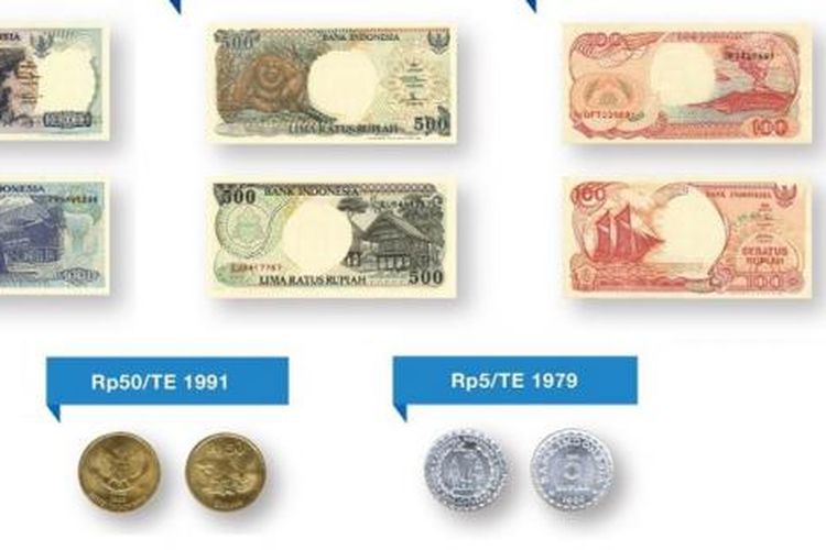 Pecahan rupiah yang ditarik dari peredaran.