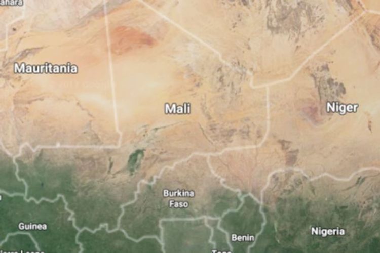 Peta negara Mali di Afrika Barat. 