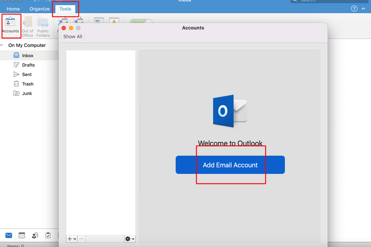 Ilustrasi cara login Outlook di laptop.