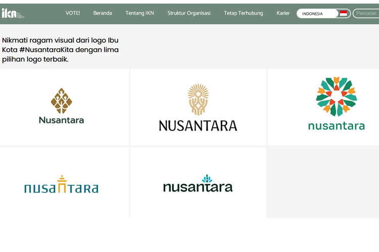 Tangkapan layar lima logo yang dapat dipilih oleh masyarakat
