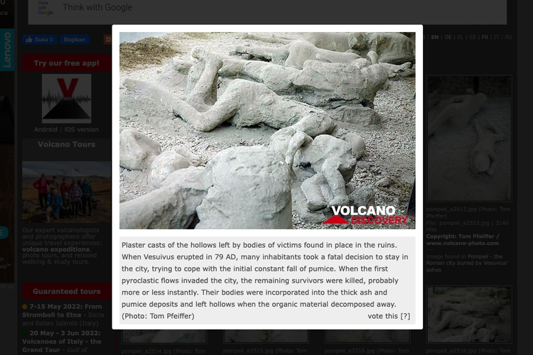 foto asli penemuan arkeologi letusan Gunung Vesuvius Italia