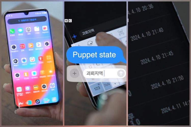 Tampilan antarmuka, sensor kata, serta detail waktu screenshot diambil di HP yang diselundupkan dari Korea Utara.
