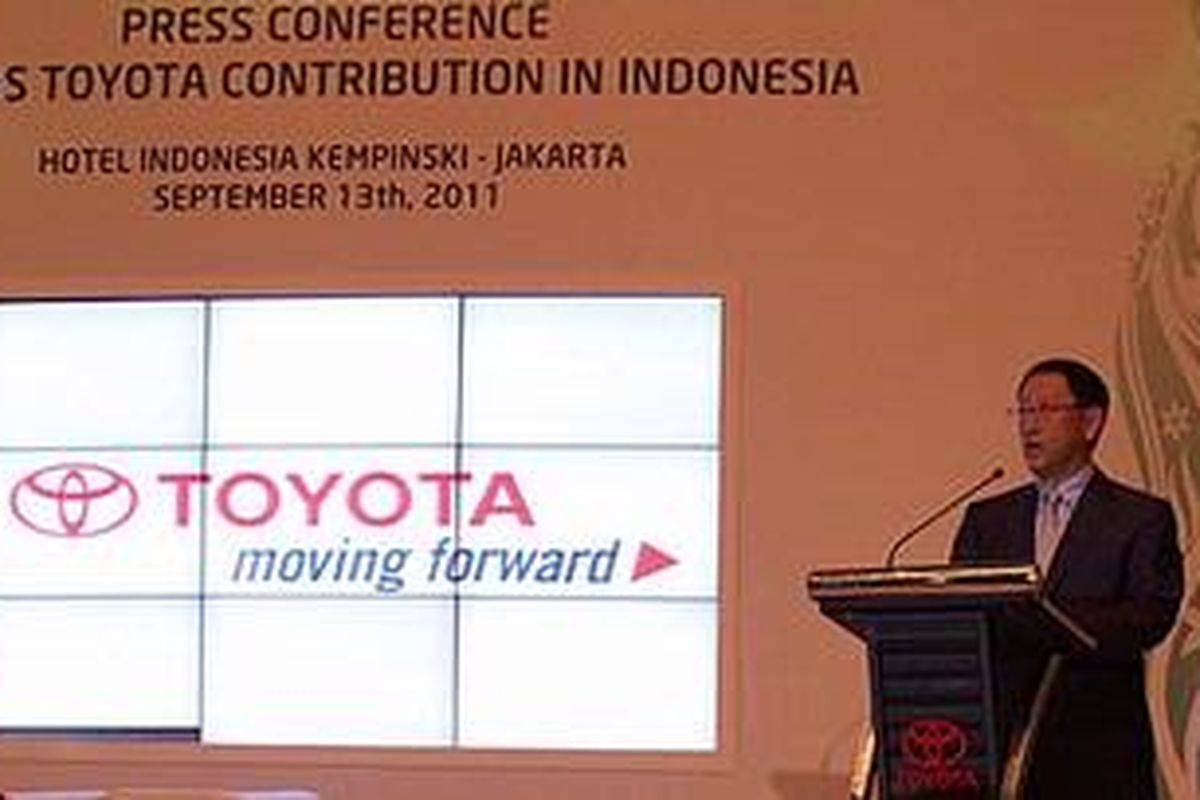 Akio Toyoda saat menyampaikan rencana perluasan pabrik Toyota di Indonesia