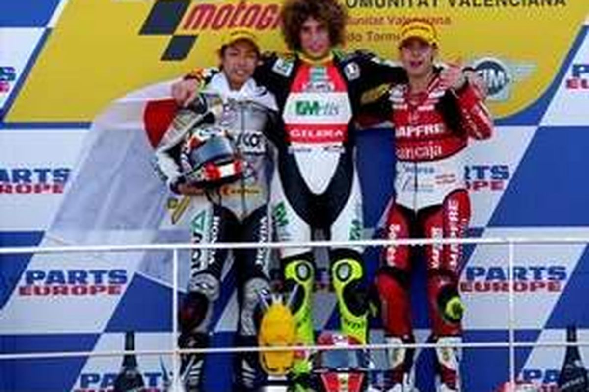 Marco Simoncelli (tengah) dan Alvaro Bautista (kanan) diharapkan bikin gebrakan 2010