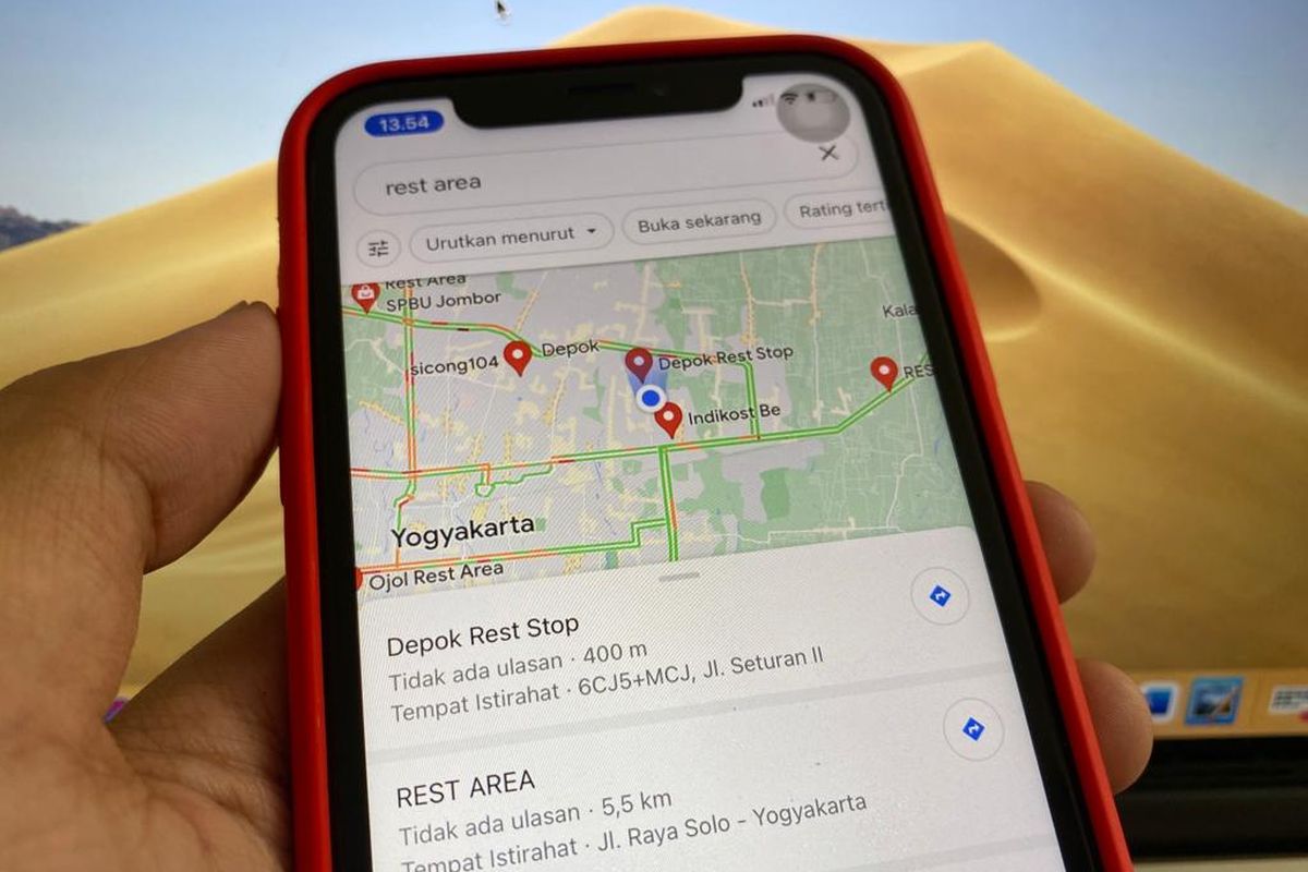 Ilustrasi cara cek rest area terdekat saat mudik Lebaran 2023.