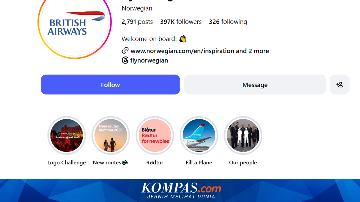 Kalah Taruhan Piala Dunia 2026, Maskapai Norwegia Ganti Foto Profil Jadi British Airways