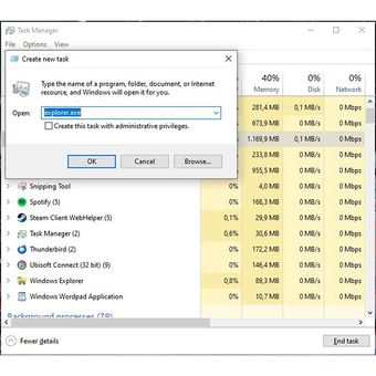 Menjalankan Windows Explorer dari Task Manager 