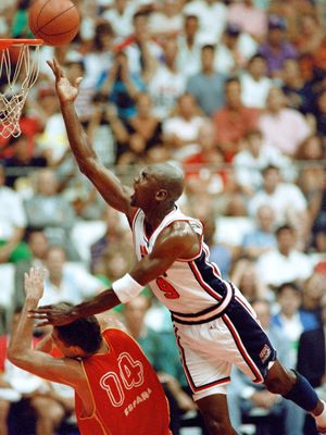 Michael Jordan di Olimpiade Barcelona, 2 Agustus 1992.