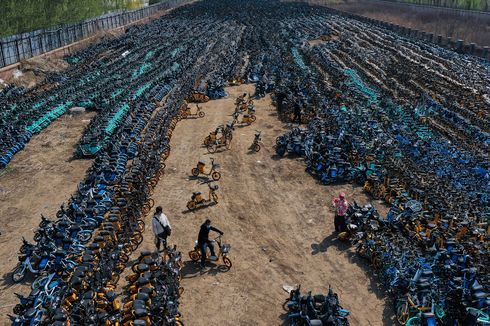 Potret Kuburan Sepeda di China, Hamparan Sampah Bekas Fasilitas Umum