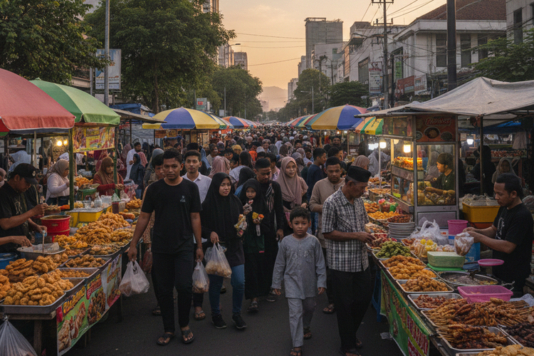 Gambaran ngabuburit di Indonesia