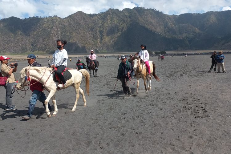 Wisatawan di kawasan Bromo menggunakan jasa transportasi kuda di kawasan Gunung Bromo. Rencana pembangunan Jalur Lingkar Kaldera Tengger (JLKT) di wilayah Gunung Bromo tengah diperbincangkan. Apa itu?