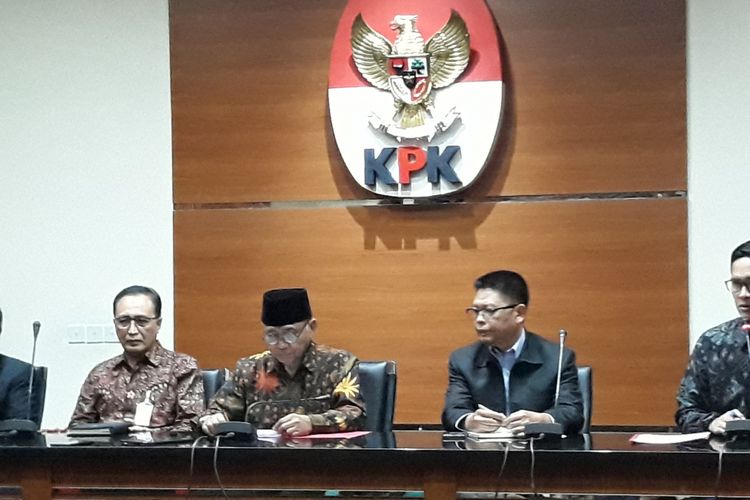 Konferensi pers pimpinan KPK dan pimpinan Mahkamah Agung di Gedung KPK Jakarta, Rabu (29/8/2018).