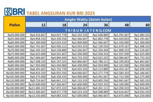 Tabel KUR BRI November 2025: Pinjaman Mulai Rp 1 Juta, Cek Bunga dan Cicilannya