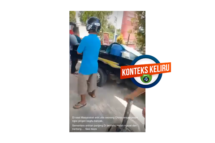 Video cekcok antarkonsumen di sebuah SPBU di Putussibau, Kalimantan Barat dibagikan dengan konteks keliru