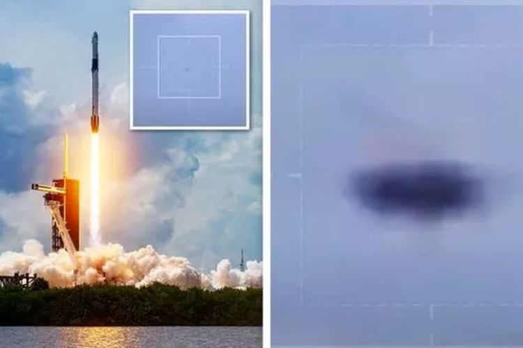 Tangkapan layar dari video peluncuran satelit luar angkasa memperlihatkan ada benda melayang aneh yang diduga adalah UFO.