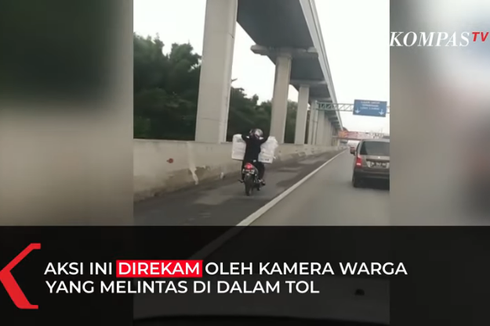 Viral, Video Pengendara Motor Bermuatan Lebih Nekat Lintasi Tol Jakarta-Cikampek