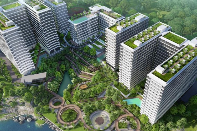 Maket rencana pembangunan kondominium Mountain Park di kawasan Puncak Gadog, Jawa Barat.