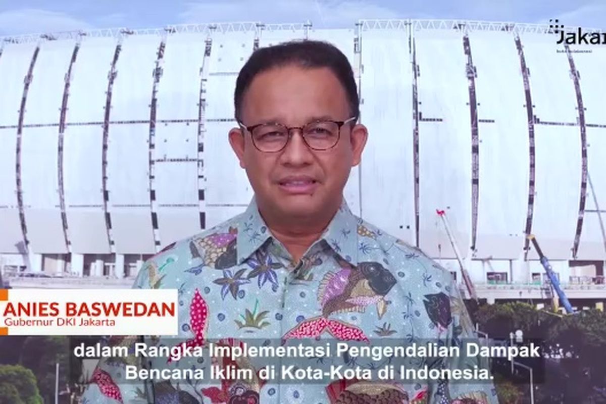Gubernur DKI Jakarta Anies Baswedan saat menyampaikan pesannya dalam rekaman video.