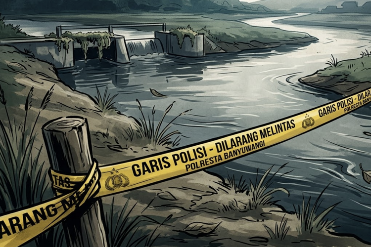 Mayat Bayi Terbungkus Kresek Ditemukan di Aliran Sungai Banyuwangi 