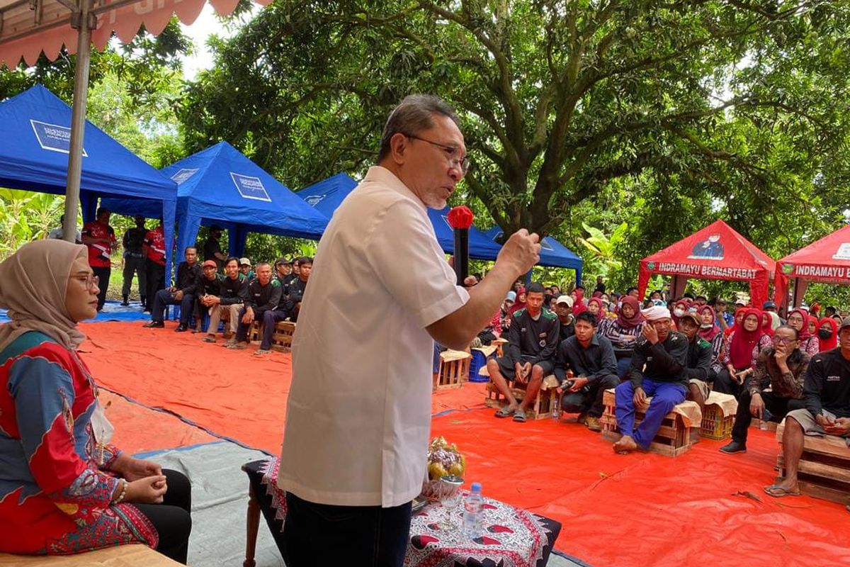 Menteri Perdagangan Zulkifli Hasan dalam sambutan pada kegiatan ‘Panen Raya Perkebunan Mangga dan Launching Ekspor Perdana Mangga Indramayu Mendunia’ 