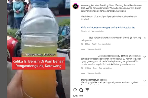 Viral, Video Pertalite Berwarna Kuning di SPBU Karawang Bikin Motor Mogok, Ini Kata Pertamina