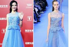 Tak Sadar, Seorang Aktris Tionghoa Kenakan Gaun Tiruan