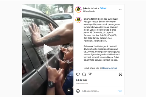 Video Petugas Damkar Buka Paksa Kaca Mobil karena Kunci Tertinggal