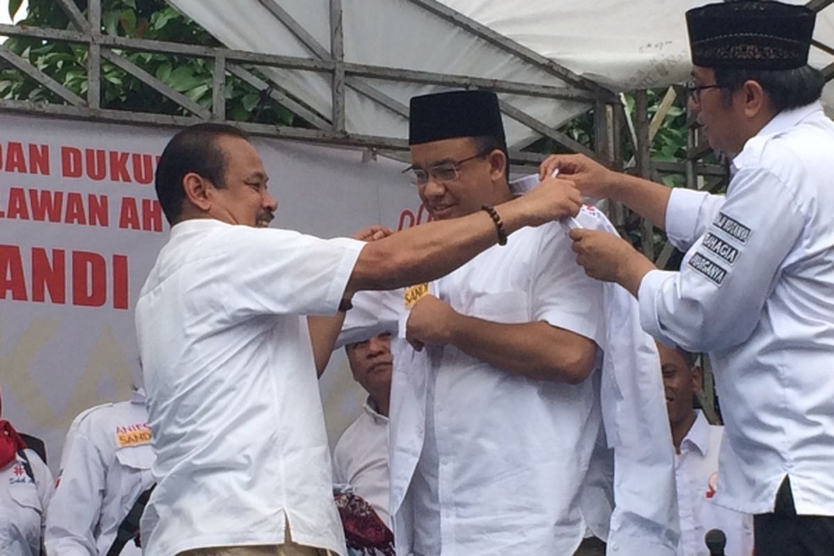 Calon gubernur DKI Jakarta Anies Baswedan di Jakarta Selatan, Sabtu (11/3/2017).
