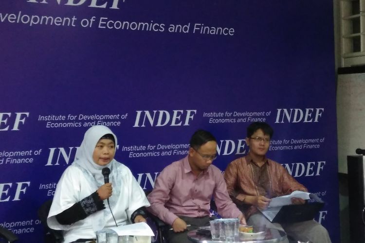 Diskusi Indef dengan media soal polemik beras di Kawasan Pejaten, Jakarta, Kamis (27/7/2017).