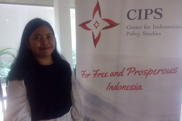 Peneliti Center for Indonesian Policy Studies (CIPS), Imelda Freddy di Menteng, Jakarta Pusat, Selasa (11/12/2018).