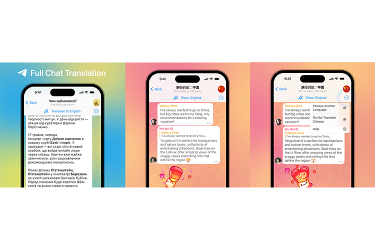 Fitur menerjemah pesan di Telegram Premium