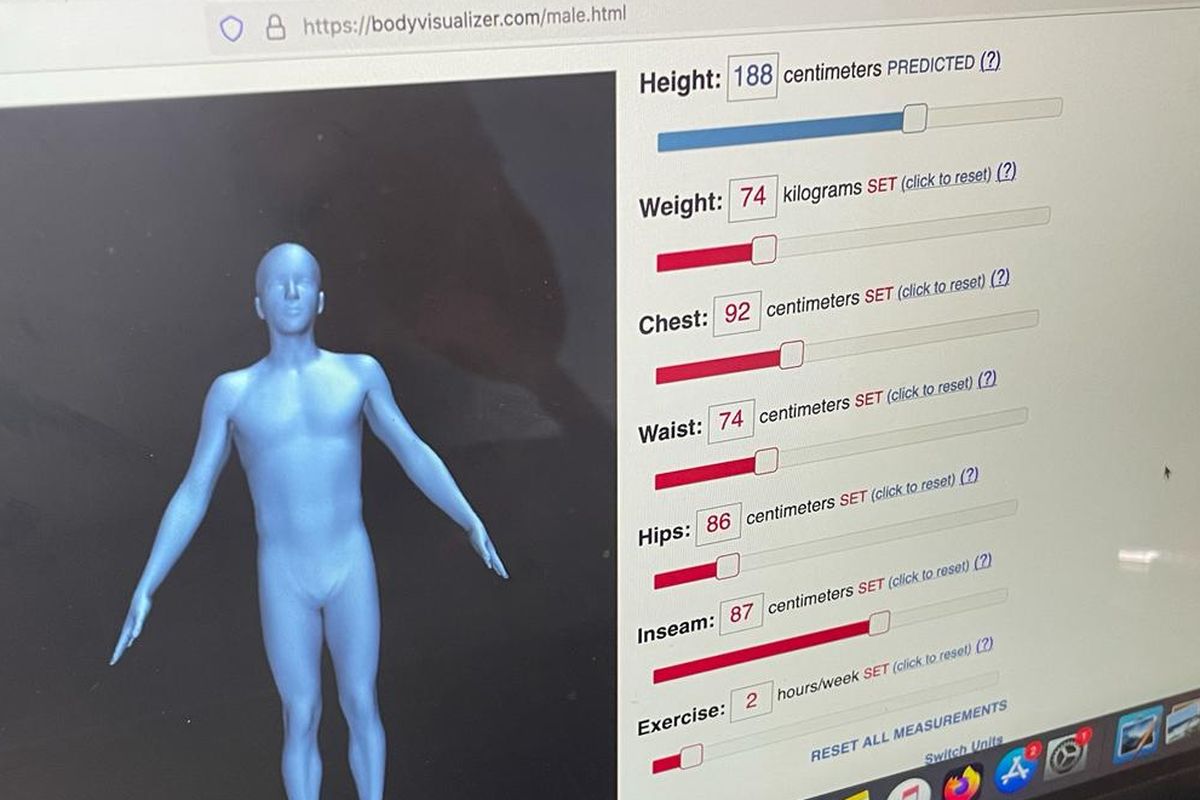 Tampilan website bodyvisualizer.com untuk visualisasi bentuk badan sendiri yang tengah ramai di medsos.